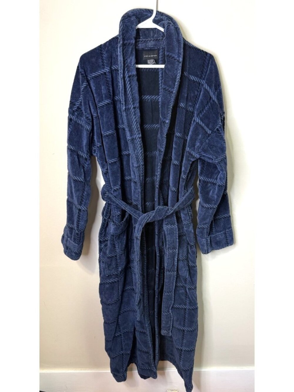 Vintage 90s Terry Cloth Bath Robe Plaid Chenille Pajamas Streetwea